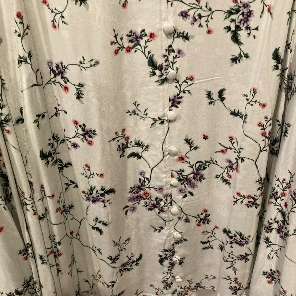 Floral Print Torrid NWT Light Gray Button Front Women's Midi Dress 2X - Picture 3 of 6